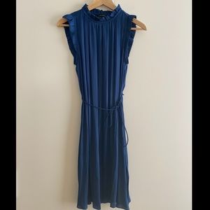 Banana Republic blue silk dress with tie around waist